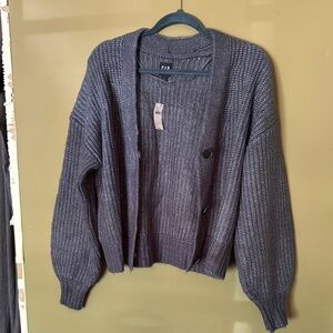 Blue/Gray Cardigan Sweater nwt Large